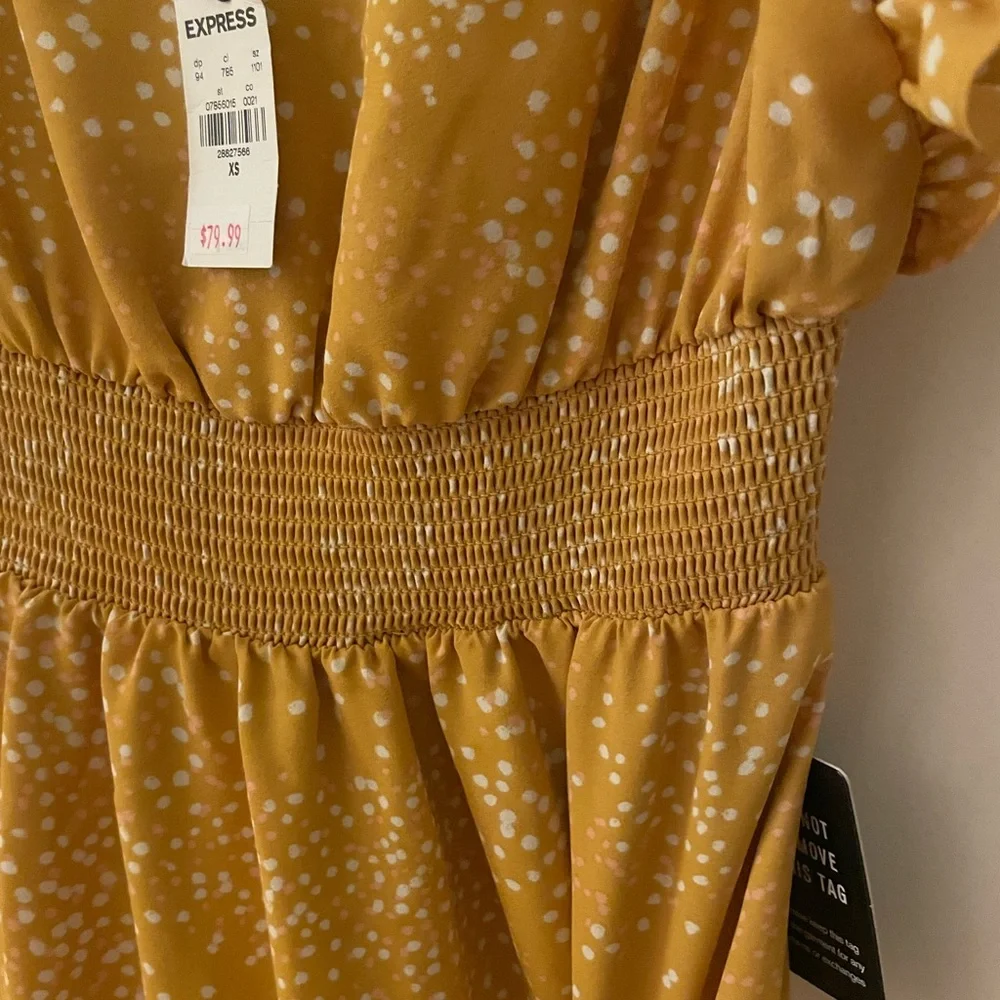 Express Printed Ruffle Sleeve Maxi Dress in Yellow - Picture 6 of 7
